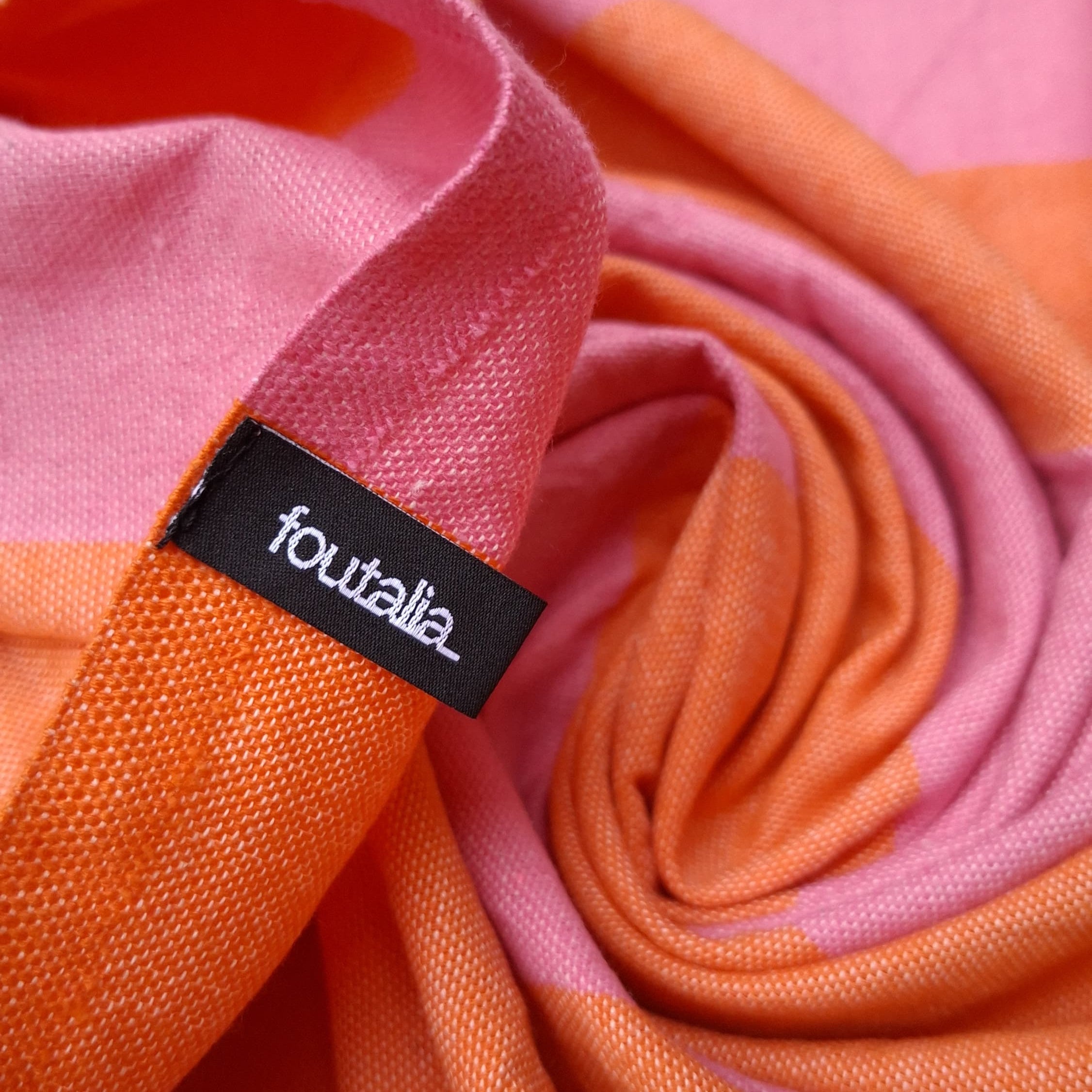 Fouta Telo Mare in Cotone Riciclato | Rosa e Arancione