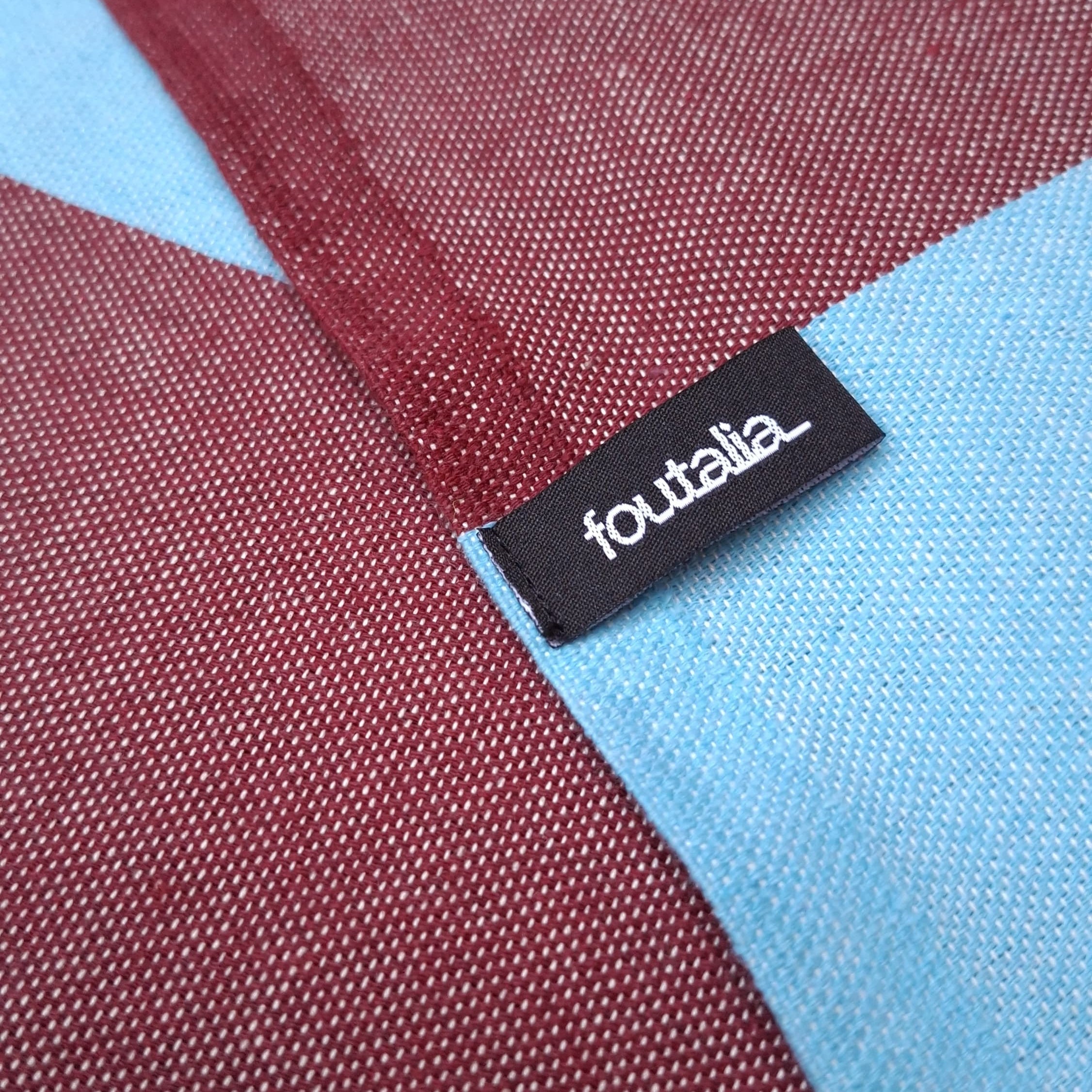 Fouta Telo Mare in Cotone Riciclato | Azzurro e Bordeaux