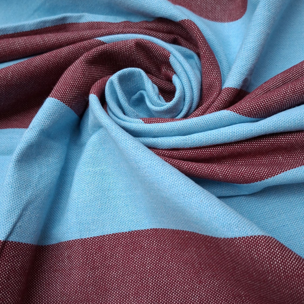 Fouta Telo Mare in Cotone Riciclato | Azzurro e Bordeaux