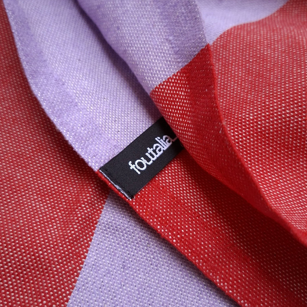 Fouta Telo Mare in Cotone Riciclato | A righe rosse e lilla
