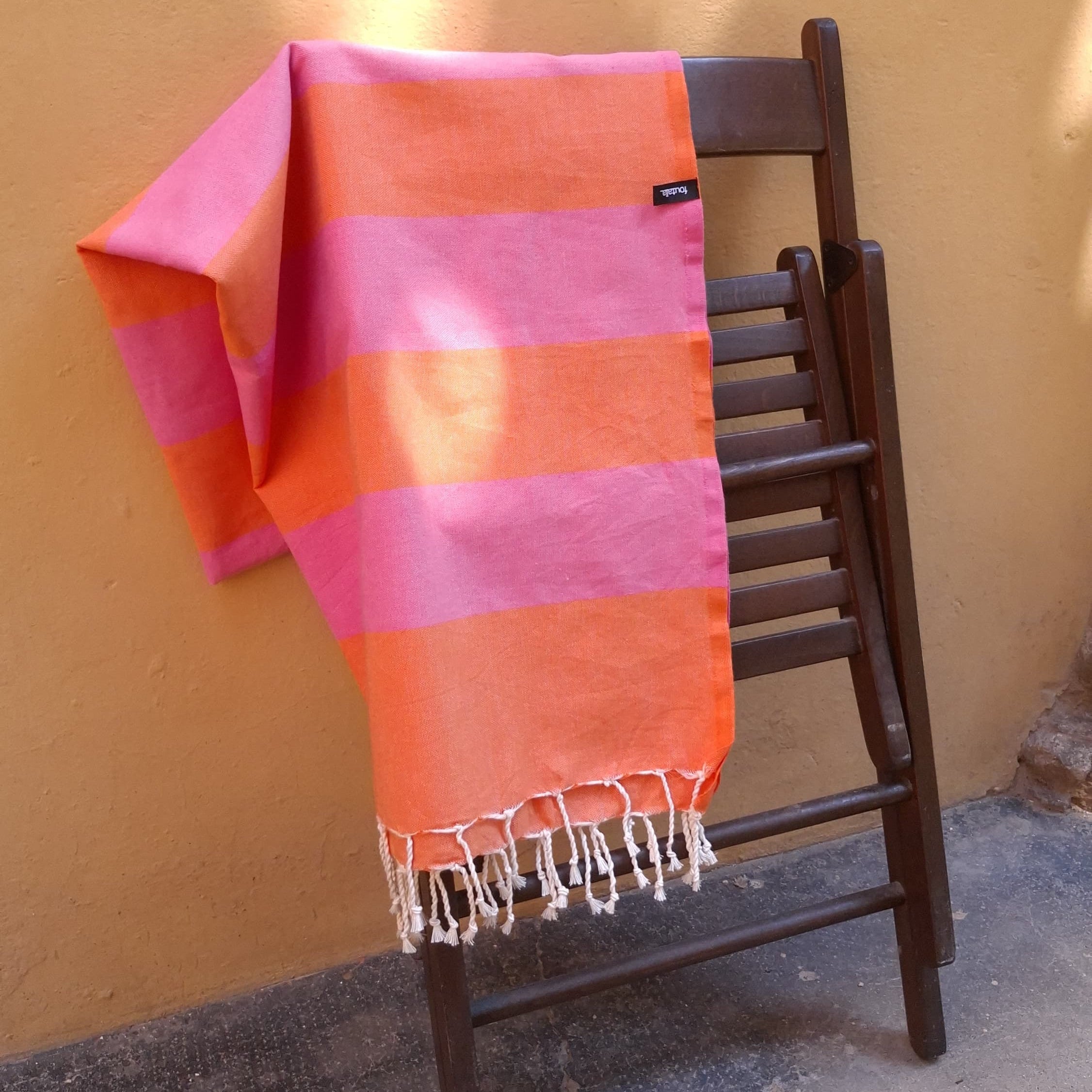 Fouta Telo Mare in Cotone Riciclato | Rosa e Arancione
