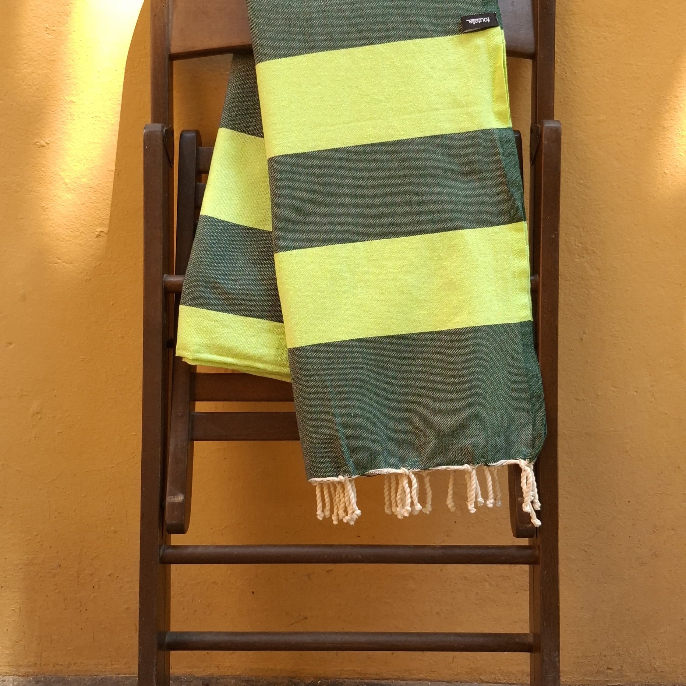 Fouta Telo Mare in Cotone Riciclato | A righe verde