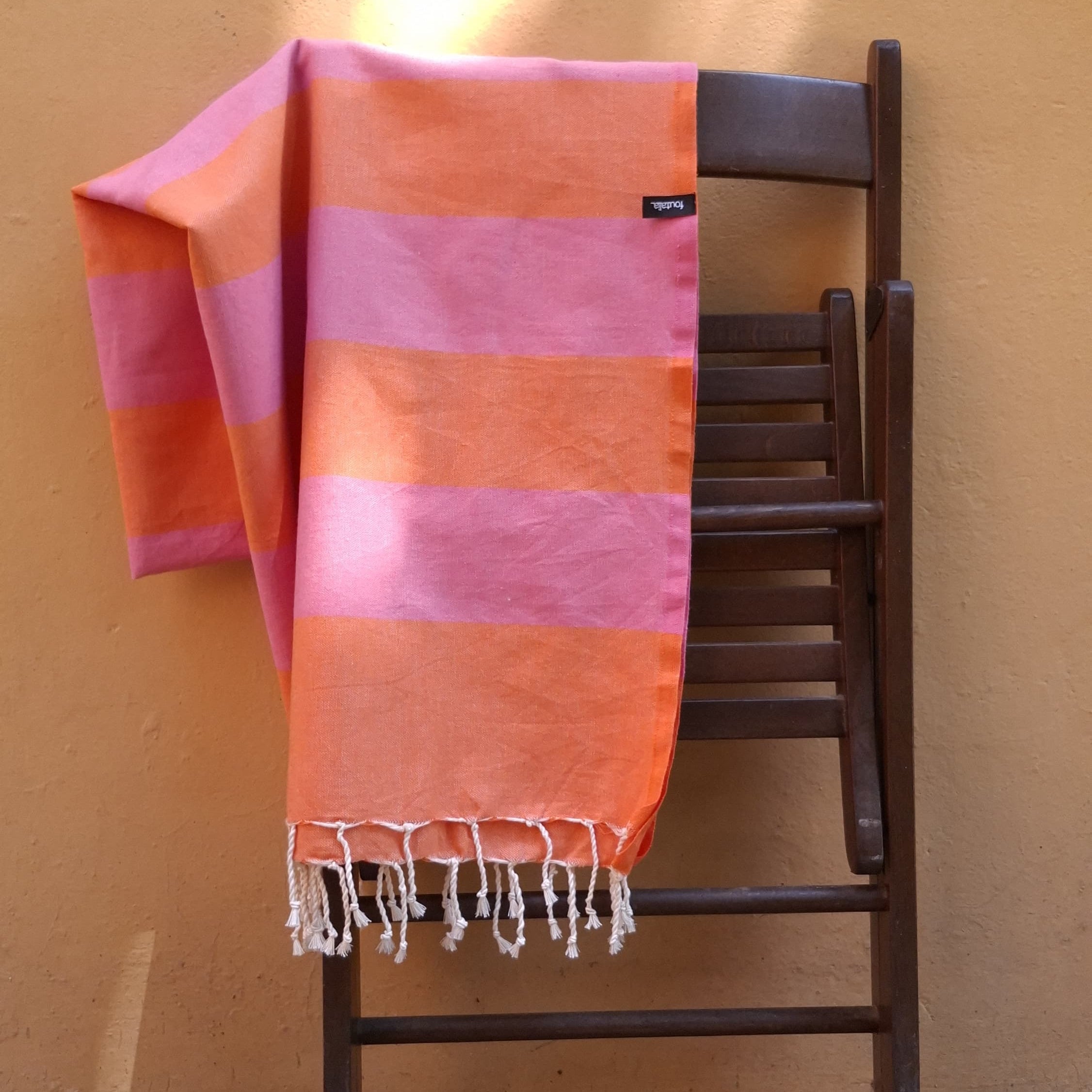 Fouta Telo Mare in Cotone Riciclato | Rosa e Arancione