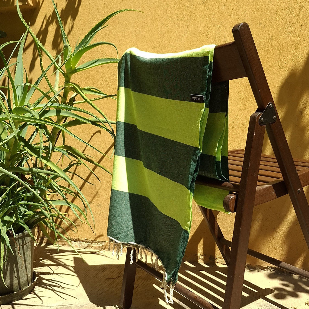 Fouta Telo Mare in Cotone Riciclato | A righe verde