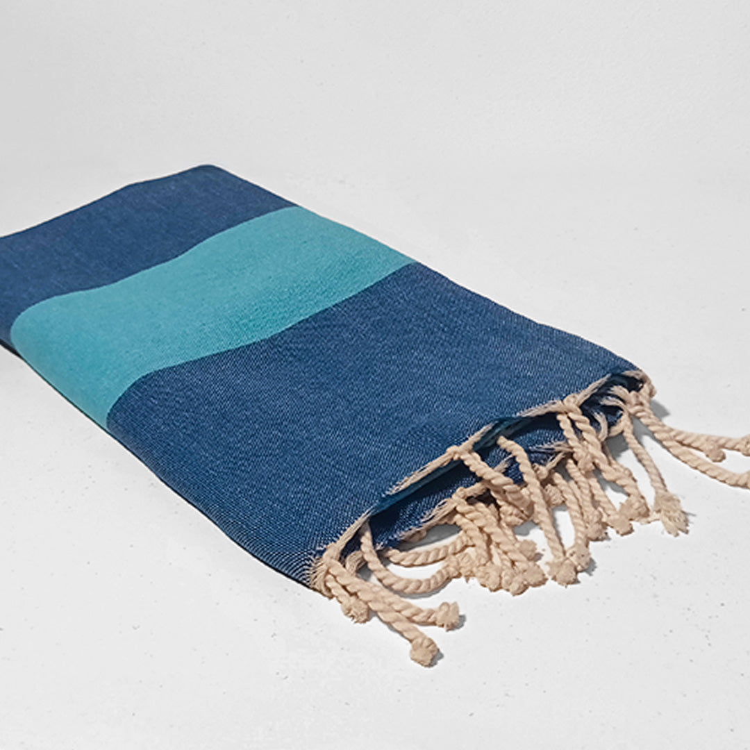Fouta cotone riciclato blu mare