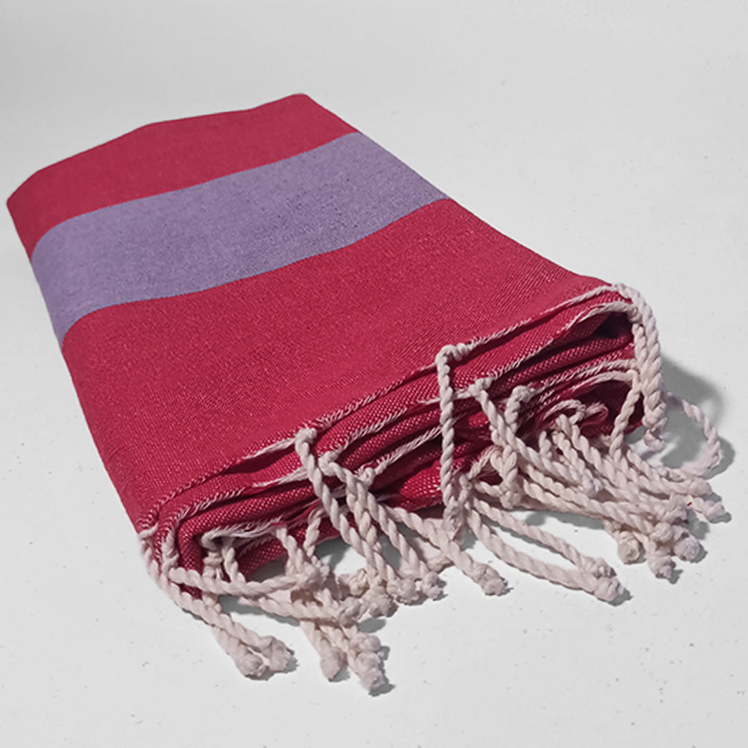 Fouta cotone riciclato rosso e lilla