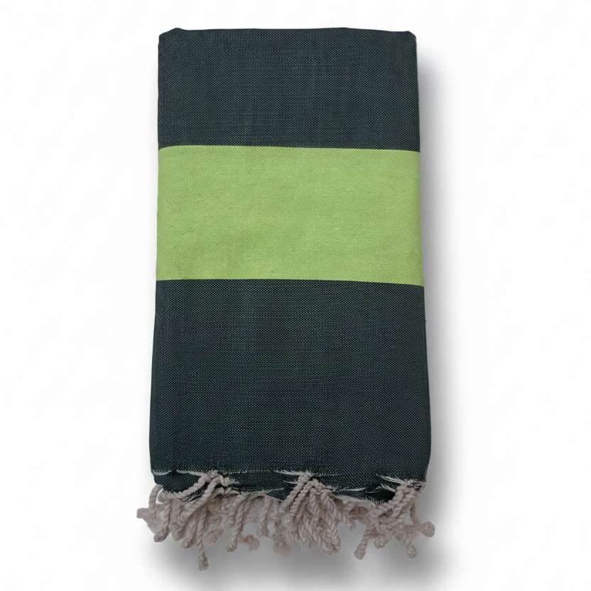 Fouta Telo Mare in Cotone Riciclato | A righe verde